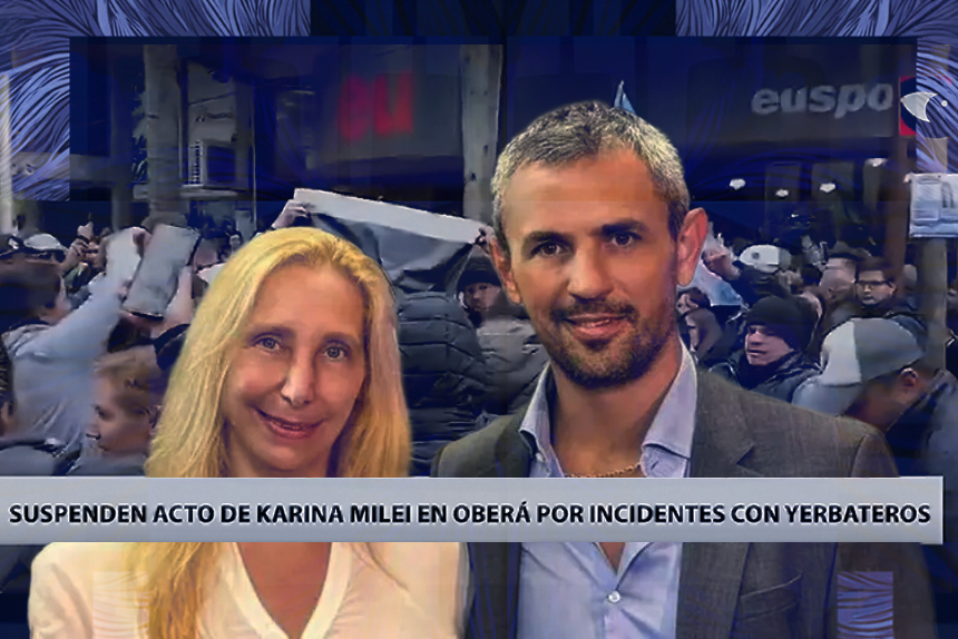 Escrache a Karina Milei en Misiones. Se tuvo que ir escoltada.