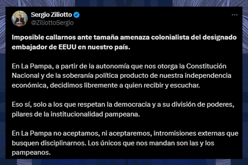 Todos menos Milei rechazan las declaraciones del próximo embajador de EE.UU. en Argentina