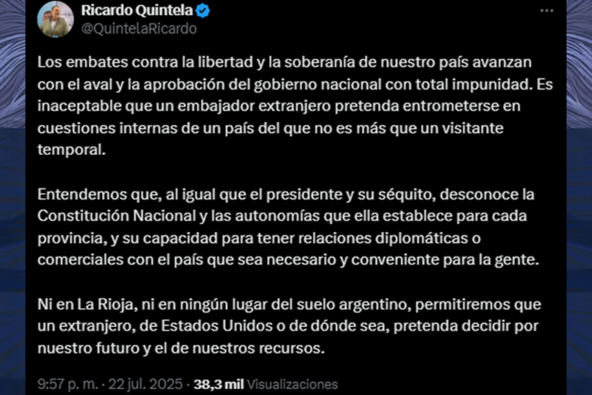 Todos menos Milei rechazan las declaraciones del próximo embajador de EE.UU. en Argentina