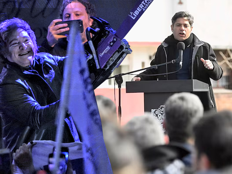 Duelo de campaña en La Plata: Kicillof inaugura obras. Milei no.