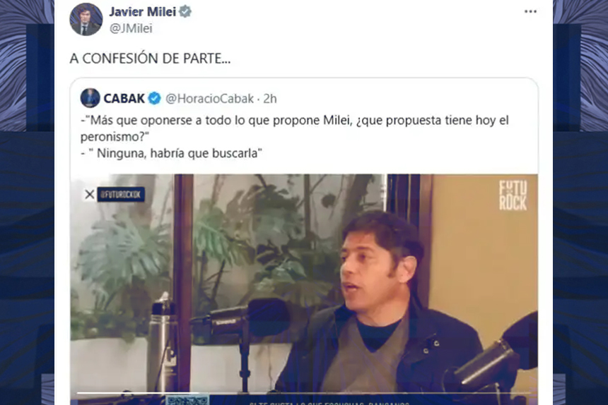 Milei y Adorni arman un burdo posteo fake para salpicar a Kicillof