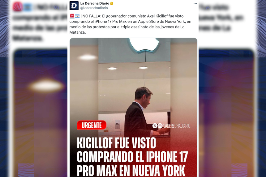 Fake news sobre Kicillof en Nueva York