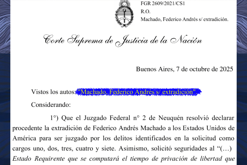 Milei firmó la extradición de Fred Machado a EE.UU.