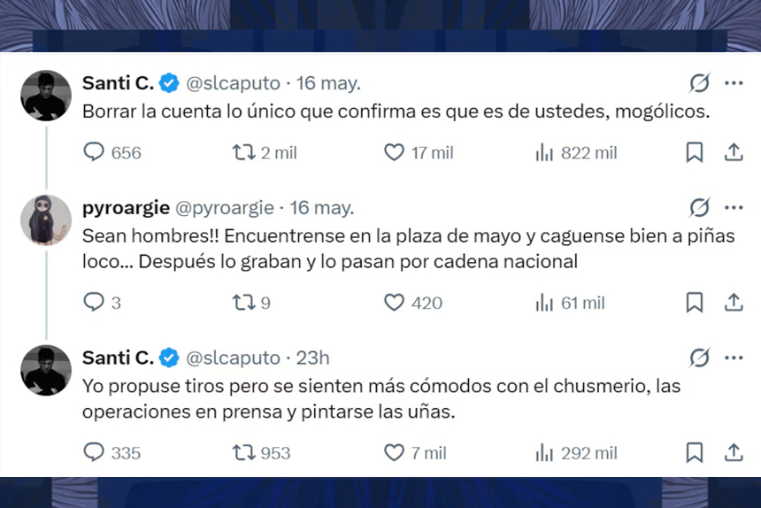 Mientras la gente no tiene para comprar comida, Martín Menem y Santiago Caputo se pelean en tuiter