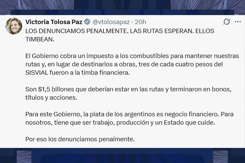 Dibujar el superavit cuesta vidas: Milei se guarda el fondo que por ley se debe usar para mantener rutas